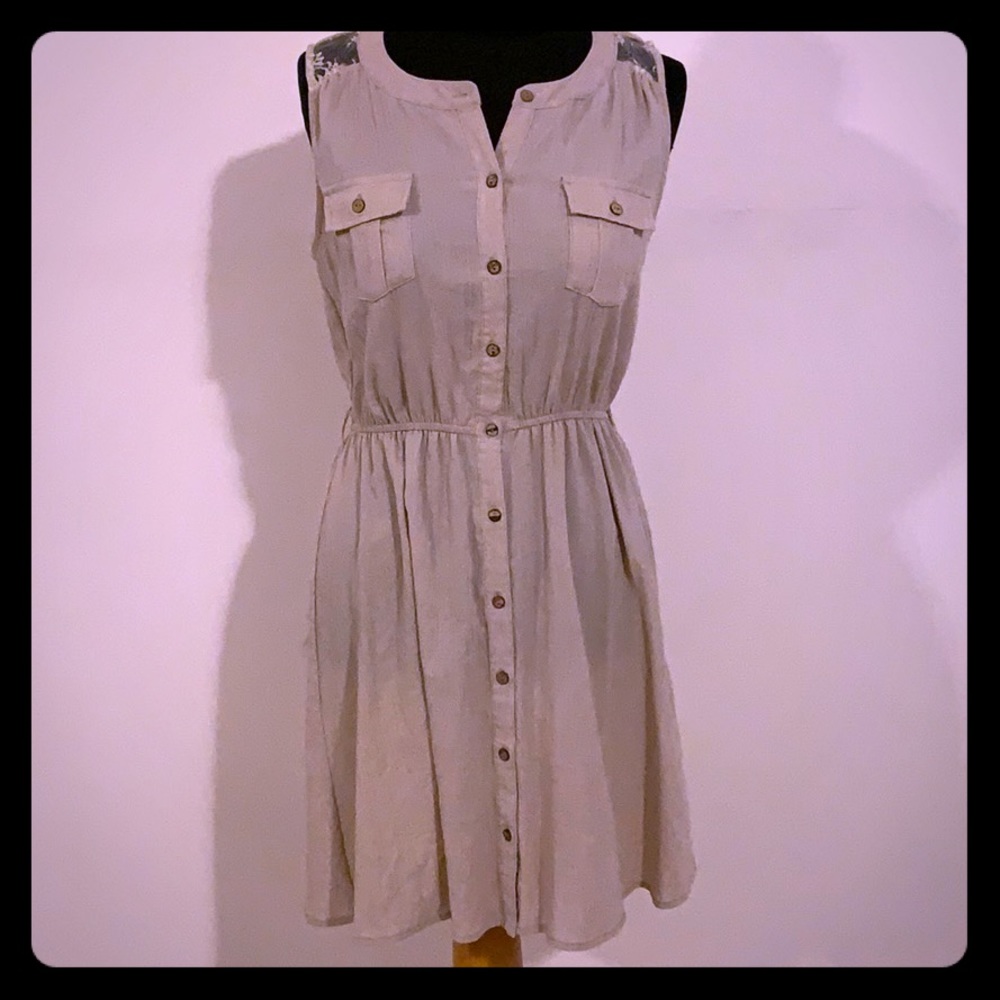 Charlotte Russe Tan Sleeveless Pocket Dress